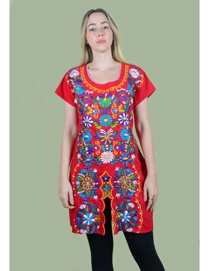 Vestido Bordado Oaxaca Vermelho