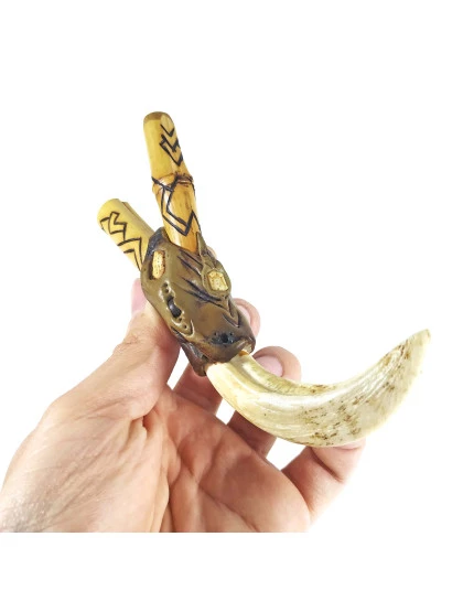 Kuripe para Rapé de Bambu Presas de Osso
