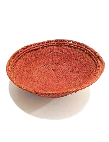 Cesto Indígena Artesanal Yanomami | Cesta Fibra Natural com Urucum