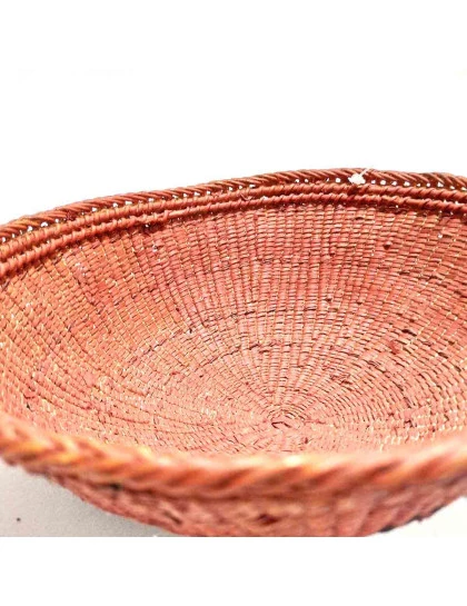 Cesto Indígena Artesanal Yanomami | Cesta Fibra Natural com Urucum