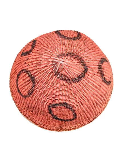 Cesto Indígena Artesanal Yanomami | Cesta Fibra Natural com Urucum