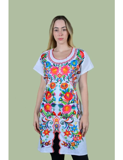 Vestido Bordado Oaxaca Branco-Médio 3