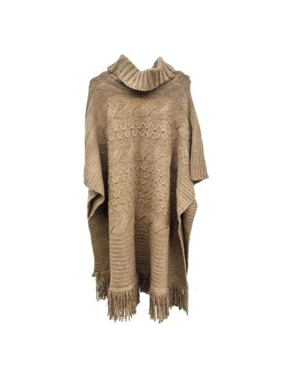 Poncho Simples Tricot Amendoas