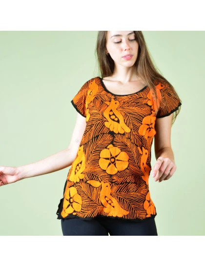  Blusa Bordada Feminina Laranja
