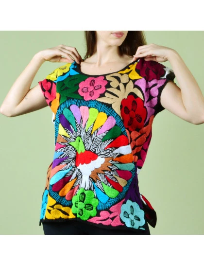  Blusa Bordada Feminina Pavão
