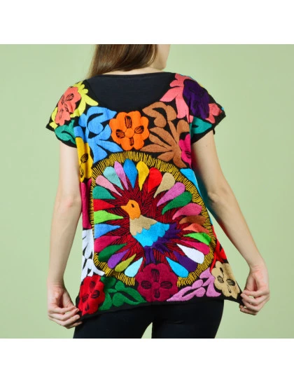  Blusa Bordada Feminina Pavão
