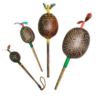 Maraca Shipibo Fractais | Instrumento Xamanico | Labirinto Shipibo