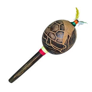 Maracá Shipibo Tartaruga Médio | Instrumento Xamanico | Tradicional do Peru