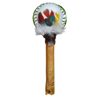 Maraca de Couro Branco e Cabo de Palo Santo com Jaguar