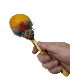 Maraca de Couro Laranja e Cabo de Palo Santo