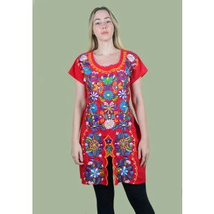 Vestido Bordado Oaxaca Vermelho-Pequeno