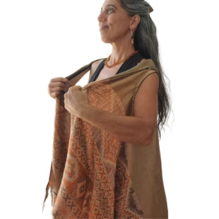  TEC329 Colete Asteca com Capuz TONANTZIN | Roupa Xamânica 