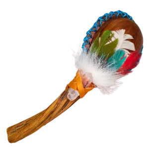 Maraca de Couro e Cabo de Jagube-Marrom