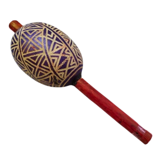 Maracá Karajá | Instrumento Xamânico | Chocalho Indígena Pequeno
