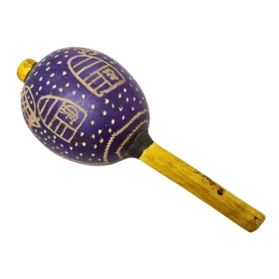 Maracá Karajá | Instrumento Xamânico | Chocalho Indígena Pequeno FLAMENGO