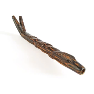 Tepi Aplicador Duplo de rapé Madeira Tucum | Tipi de rapé Serpente