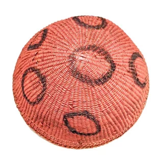 Cesto Indígena Artesanal Yanomami | Cesta Fibra Natural com Urucum