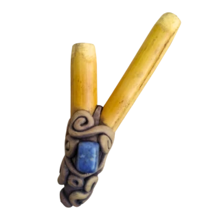 Kuripe para Rapé de Bambu pedras incrustadas