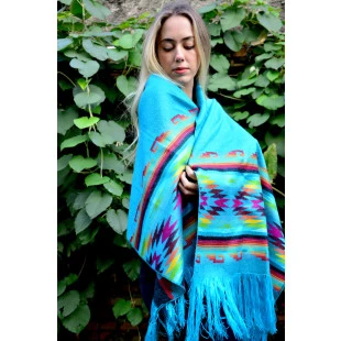 Tecido Echarpe Indigena Azul