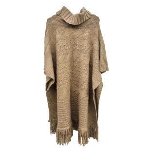 Poncho Simples Tricot Amendoas