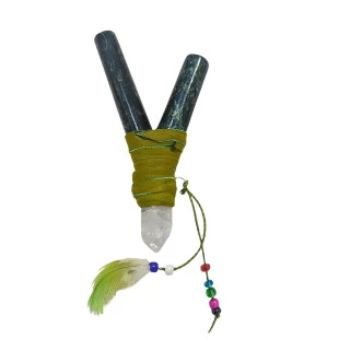 Kuripe aplicador de rapé | Simples Pedra Pintada & Cristal Transparente