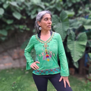 Bata Shipibo Verde Huayna | Roupa Xamânica 