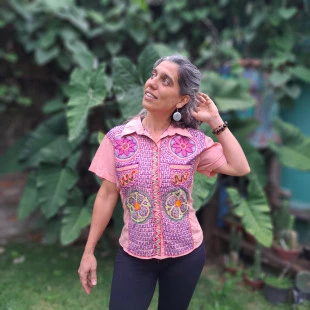 Camisa Shipibo Rosa Bordada Chachani