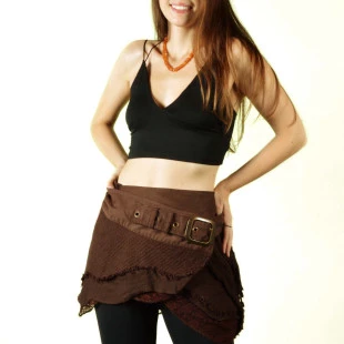 Saiote ou Saia Boho Renda Marrom