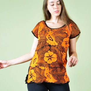  Blusa Bordada Feminina Laranja