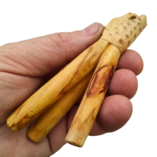 Kuripe Duplo para Rapé Serpente | Kuripe Xamanico Duplo de Palo Santo