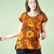 Blusa Bordada Feminina Laranja